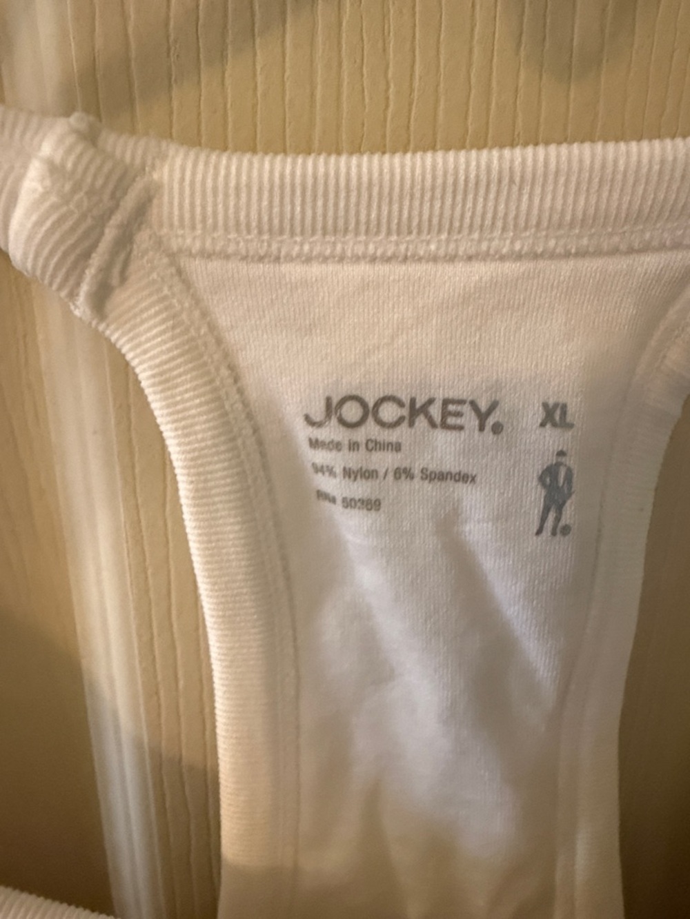 Jockey White Ribbed Racerback Crop Tank - Picture 2 of 3